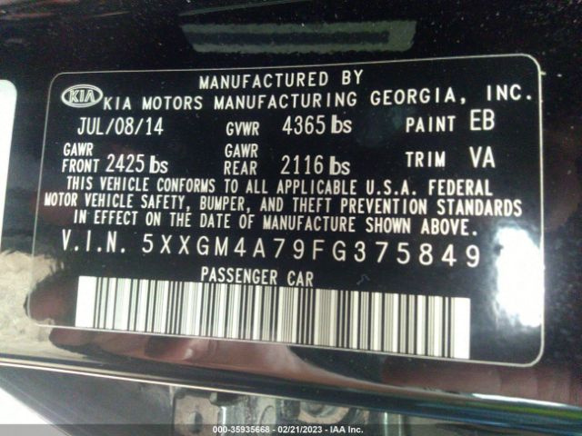 5XXGM4A79FG375849 KIA Optima Lx