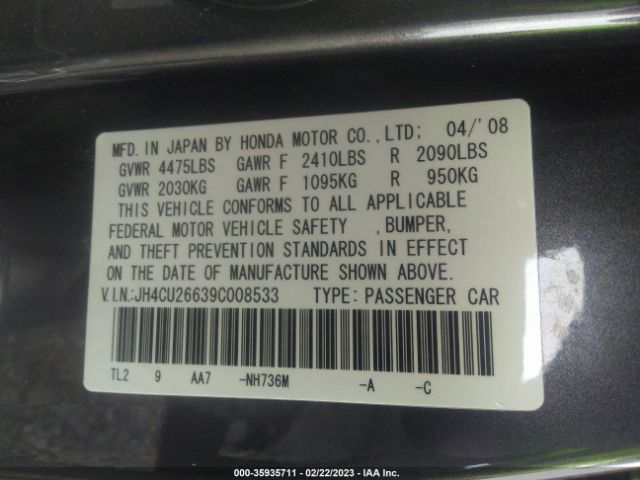 JH4CU26639C008533 Acura TSX