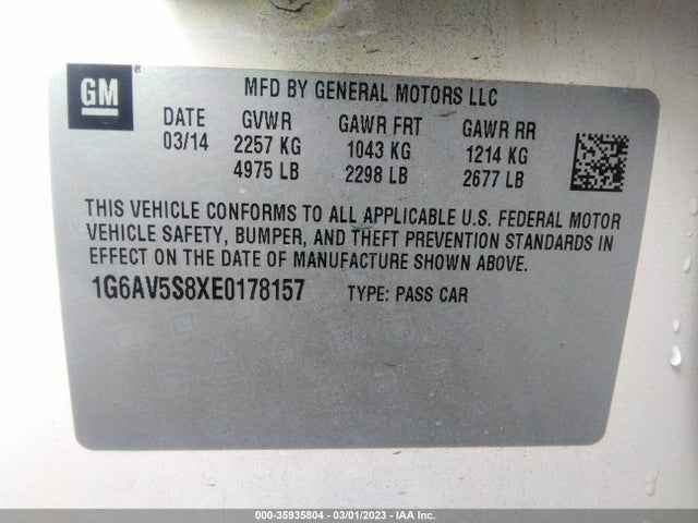 1G6AV5S8XE0178157 Cadillac Cts Sedan Vsport Premium Rwd