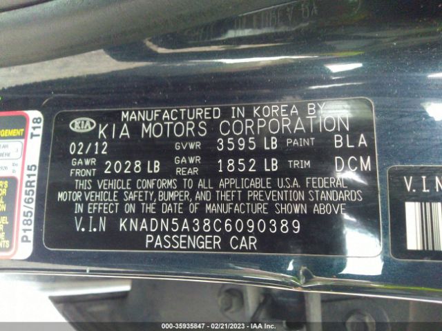 KNADN5A38C6090389 KIA RIO EX