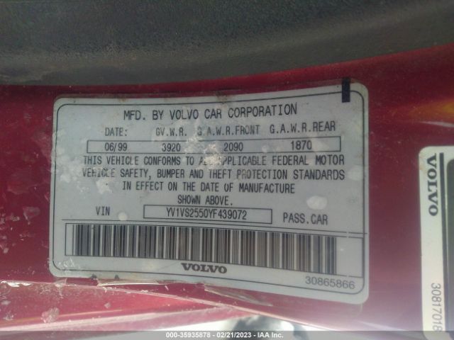 YV1VS2550YF439072 Volvo S40