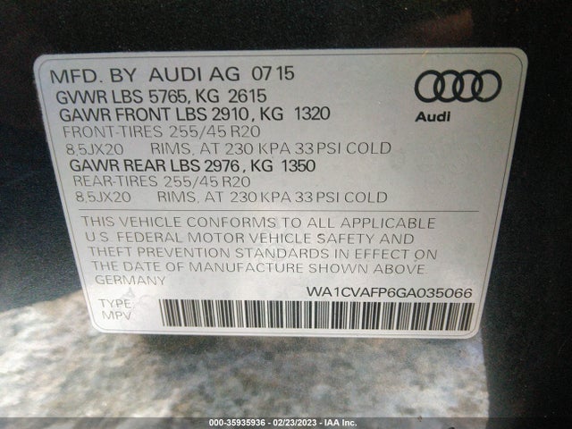 WA1CVAFP6GA035066 Audi Q5 Premium Plus