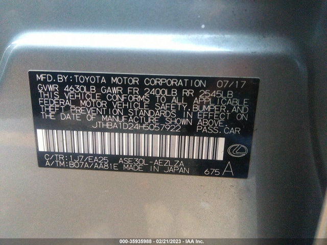 JTHBA1D24H5057922 Lexus Is Is Turbo