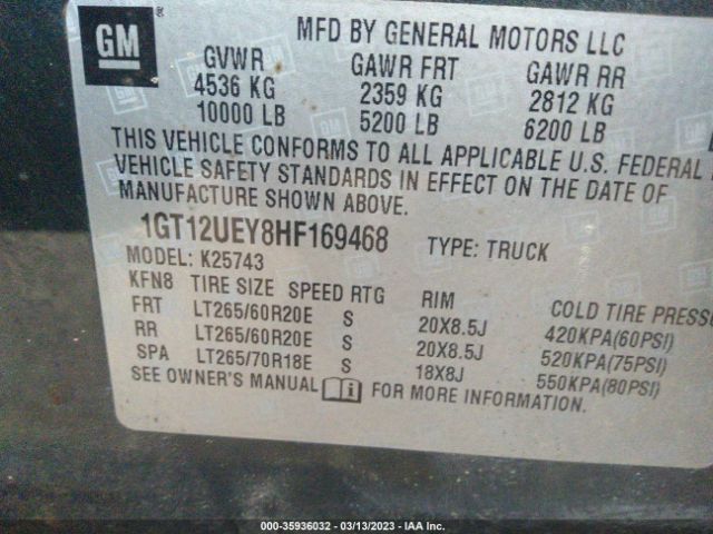 1GT12UEY8HF169468 GMC Sierra 2500hd Denali
