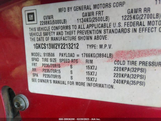 1GKCS13W2Y2213212 GMC Jimmy