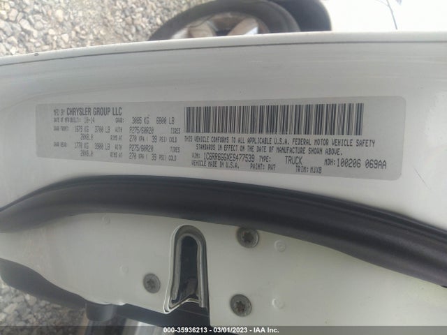 2014 RAM 1500 BIG HORN VIN: 1C6RR6GGXES477539