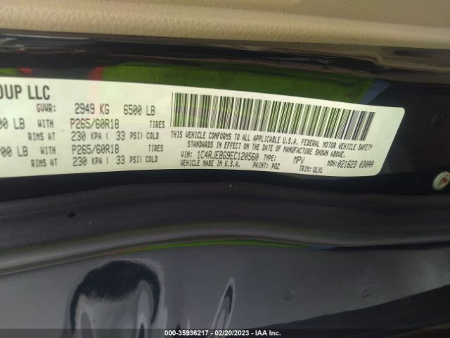 1C4RJEBG9EC120560 Jeep Grand Cherokee Limited