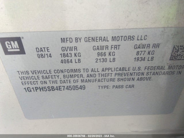 Chevrolet CRUZE ECO 2014 1G1PH5SB4E7450549 Image 11