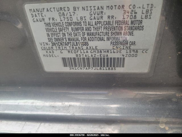 Nissan Versa 2018 3N1CN7AP7JL811885 Image 8