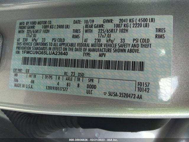 2020 Ford Escape, VIN: 1FMCU9G65LUA23640