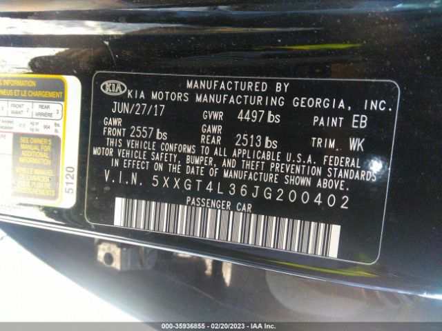 5XXGT4L36JG200402 KIA Optima Lx