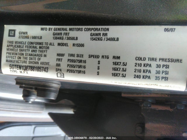 5GTEN13E788105743 Hummer H3