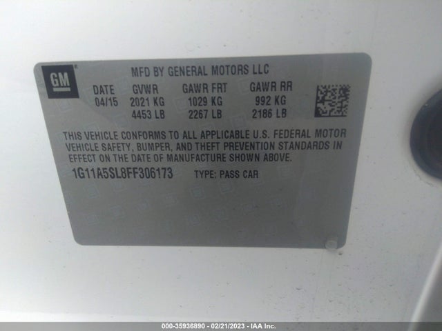 2015 CHEVROLET MALIBU LS VIN: 1G11A5SL8FF306173