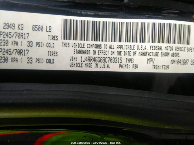 1J4RR4GG6BC703315 Jeep Grand Cherokee