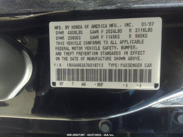 Acura TL 2007 19UUA66247A018713 Image 10
