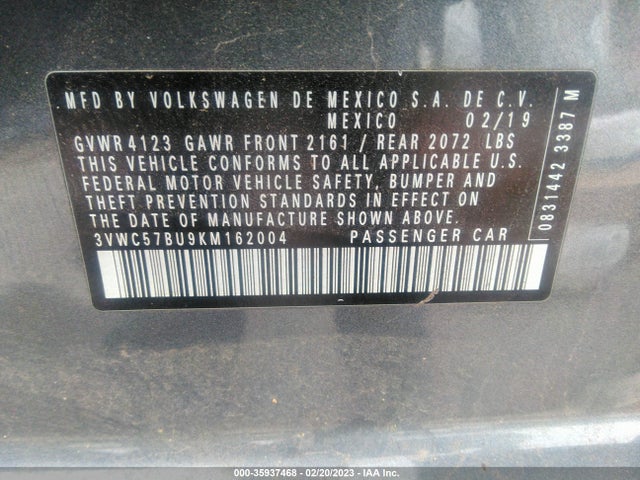 3VWC57BU9KM162004 Volkswagen Jetta S/se/r-line