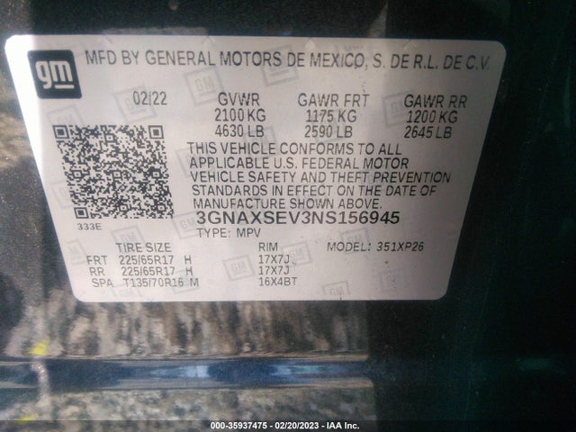 Chevrolet EQUINOX LS 2022 3GNAXSEV3NS156945 Image 9