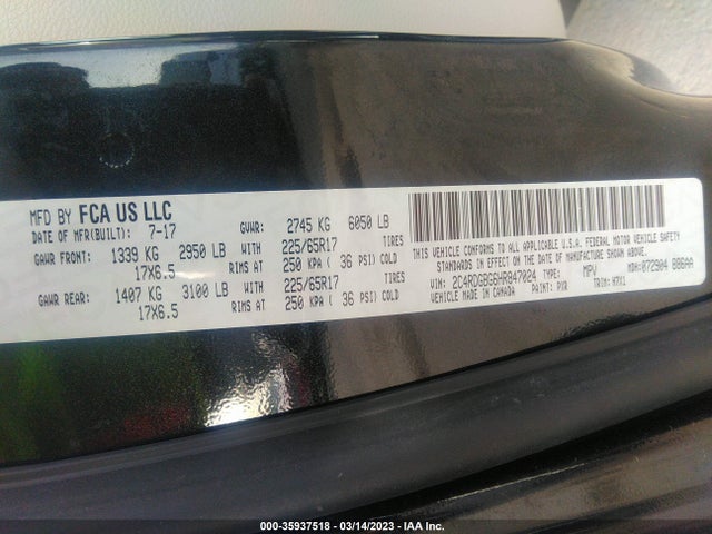 Dodge Grand Caravan Se 2017 2C4RDGBG6HR847024 Image 9