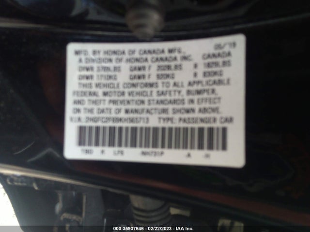 Honda Civic Sedan Lx 2019 2HGFC2F69KH565713 Image 9