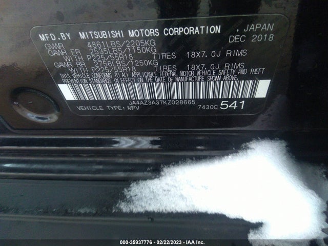 JA4AZ3A37KZ028665 Mitsubishi Outlander Es/se/sel/le