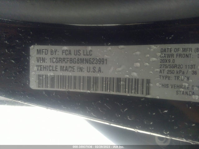 RAM 1500 Big Horn 2021 1C6RRFBG8MN623991 Image 10