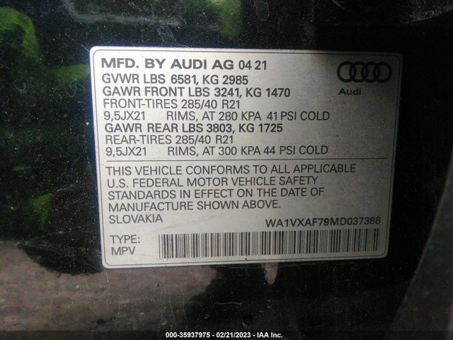 WA1VXAF79MD037388 Audi Q7 Prestige