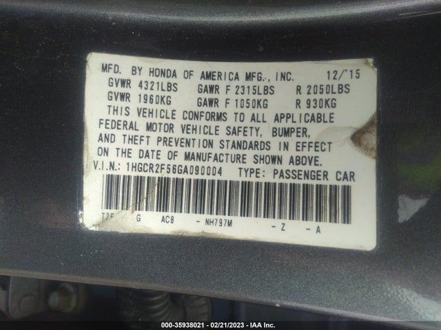 Honda Accord Sedan Sport 2016 1HGCR2F56GA090004 Image 9