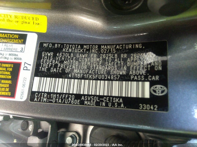 Toyota CAMRY SE 2015 4T1BF1FK5FU034857 Image 9