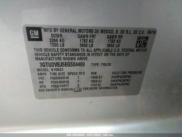 GMC Sierra 1500 Slt 2014 3GTU2VEJ5EG504489 Image 9