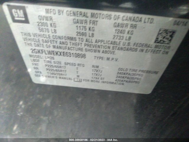 2GKFLWEKXE6310898 GMC Terrain Sle