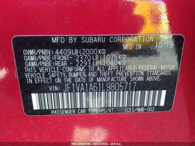 JF1VA1A61L9805717 Subaru WRX