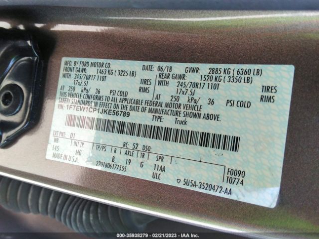 1FTEW1CP1JKE56789 Ford F-150 Xl/xlt/lariat