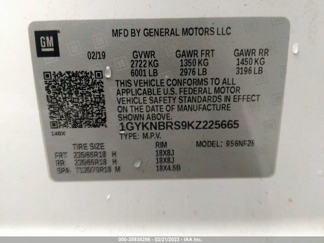 1GYKNBRS9KZ225665 Cadillac Xt5 Awd