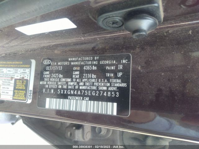 5XXGN4A75EG274853 KIA OPTIMA EX