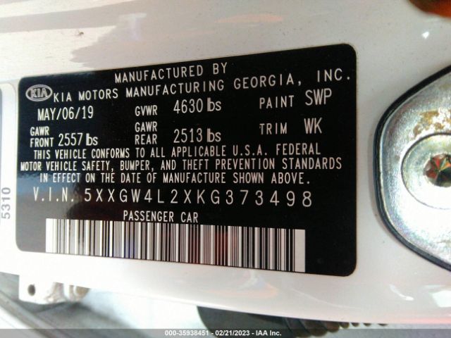 5XXGW4L2XKG373498 KIA OPTIMA SX