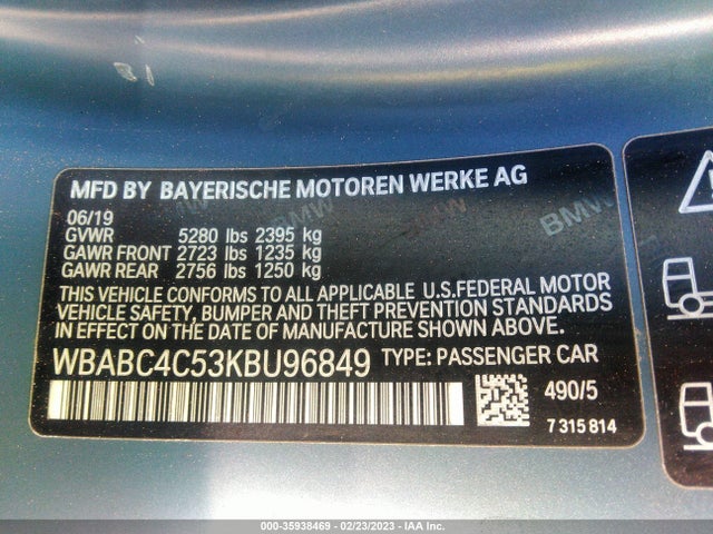 2019 BMW 8 Series, VIN: WBABC4C53KBU96849