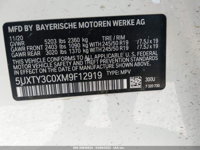 BMW X3 Sdrive30i 2021 аукцион фото