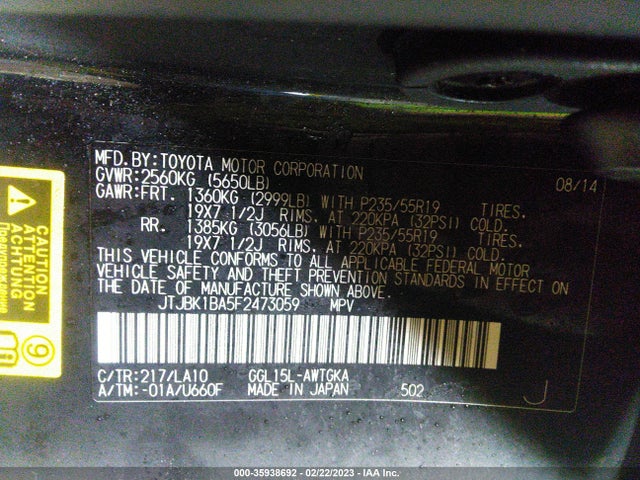 Lexus RX 350 2015 JTJBK1BA5F2473059 Image 10