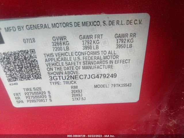 3GTU2NEC7JG479249 GMC Sierra 1500 Slt