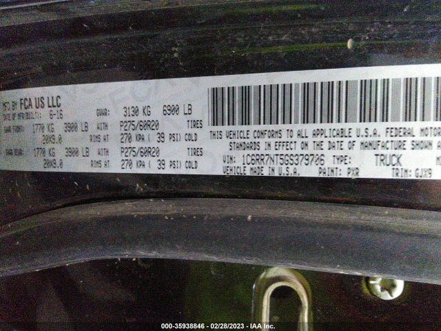 RAM 1500 Laramie 2016 1C6RR7NT5GS379706 Image 10