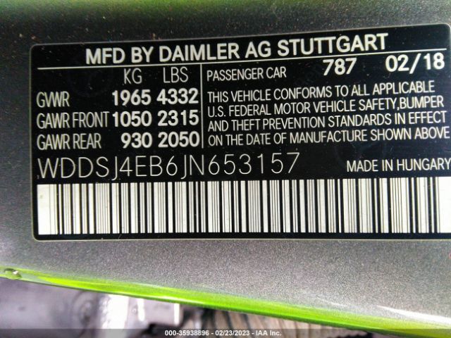 WDDSJ4EB6JN653157 Mercedes-Benz Cla Cla 250