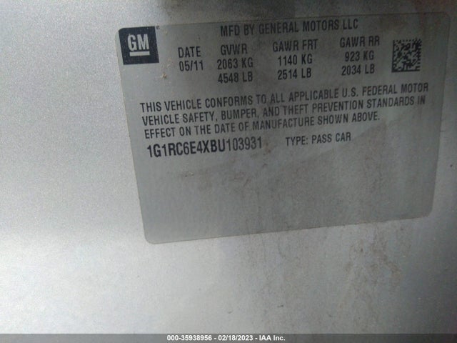 Chevrolet Volt 2011 1G1RC6E4XBU103931 Image 10