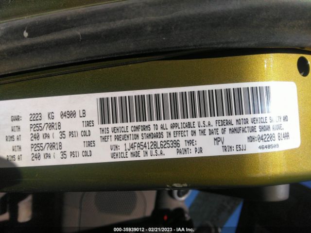 1J4FA54128L625396 Jeep Wrangler Sahara