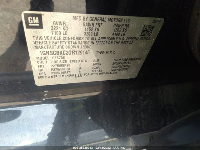 Chevrolet Tahoe Lt 2016 1GNSCBKC2GR129146 Image 10