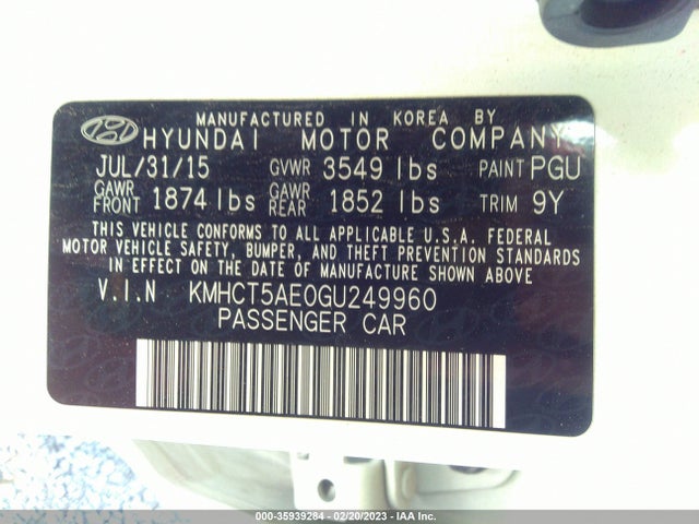 Hyundai ACCENT SE 2016 KMHCT5AE0GU249960 Image 10
