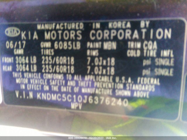 KNDMC5C10J6376240 KIA SEDONA EX