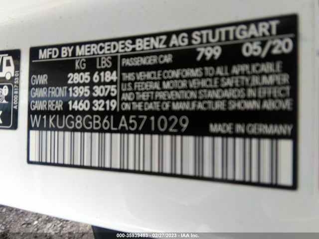 2020 Mercedes-Benz S-Class, VIN: W1KUG8GB6LA571029