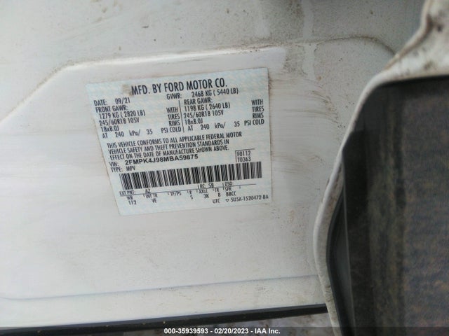 2021 Ford Edge, VIN: 2FMPK4J98MBA59875