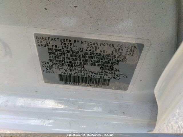 3N1CN8DV1ML882343 Nissan VERSA S