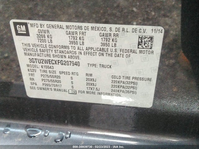 GMC Sierra 1500 Denali 2015 3GTU2WECXFG207940 Image 9